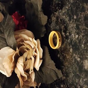 Beechwood hand-made wooden ring with Mother of pearl inlay